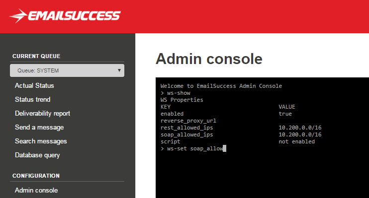 EmailSuccess Web Console